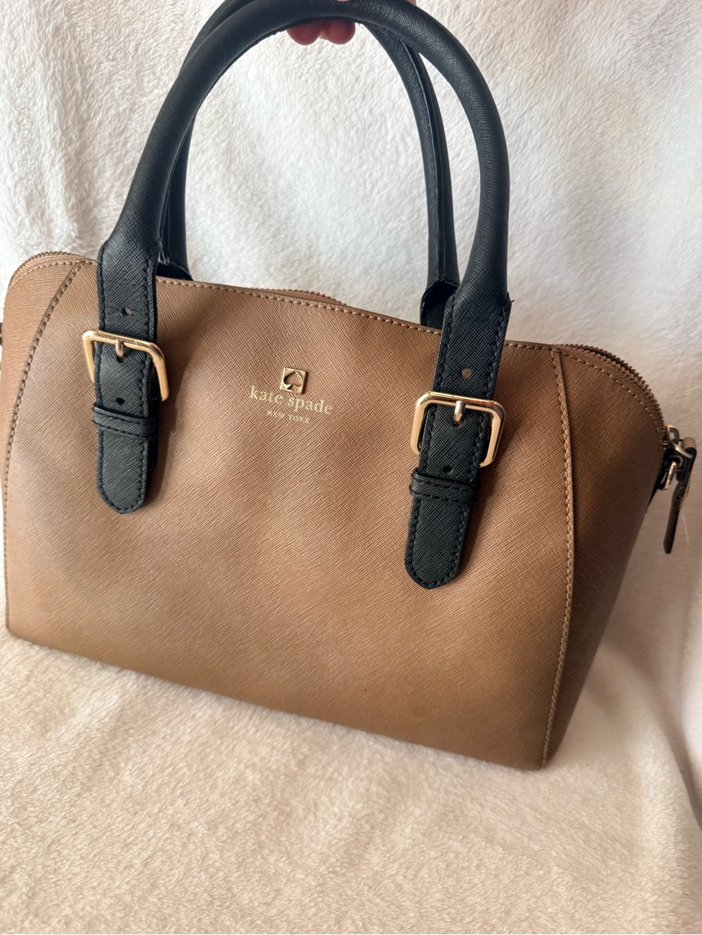 kate spade Brown and Black Dome Satchel with Gold Hardware